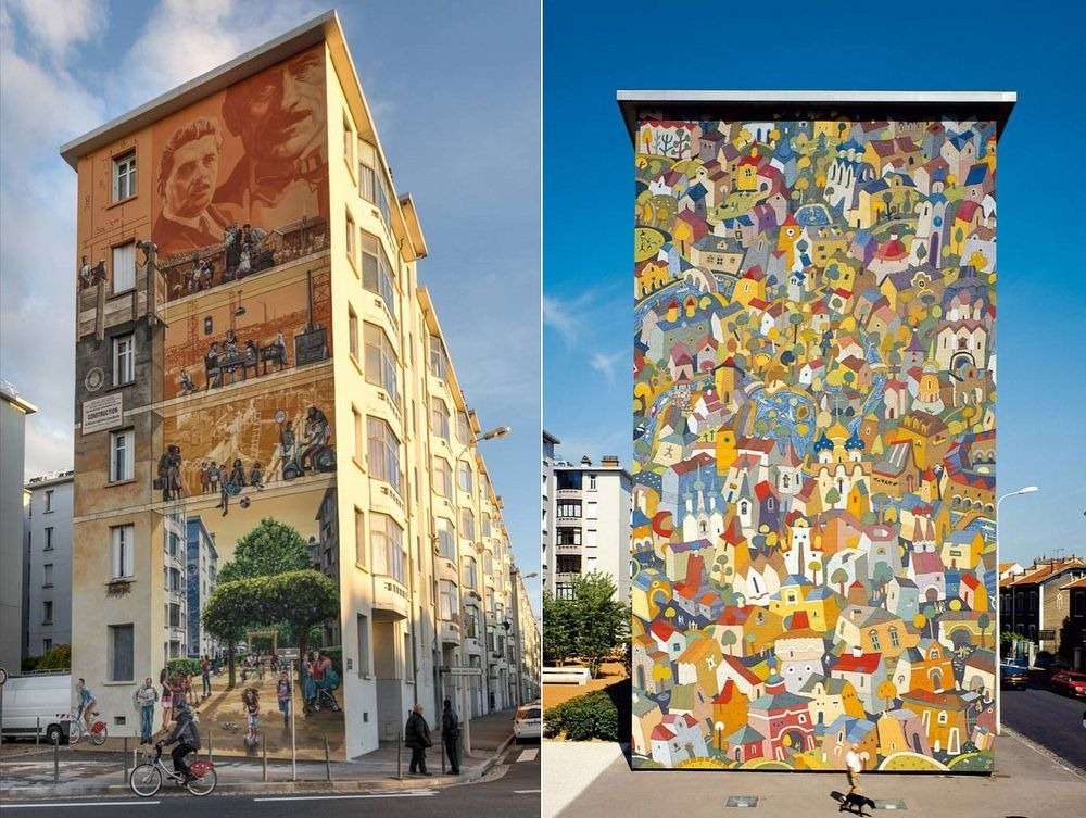 Tranh tường ở Lyon được các họa sĩ trình bày công phu, bắt mắt