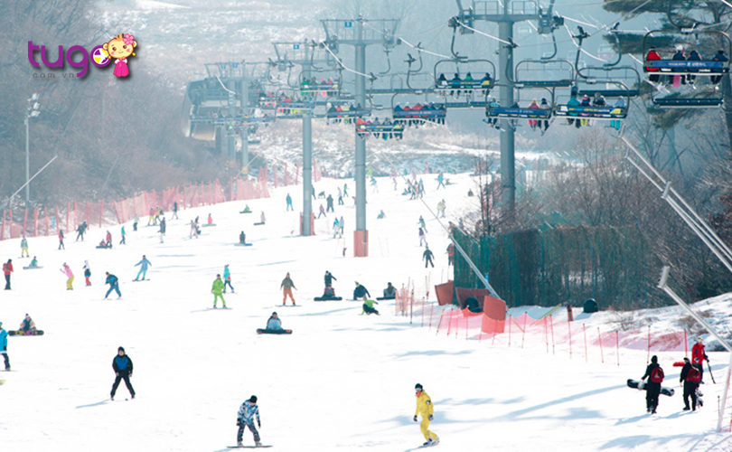 Khu nghỉ dưỡng trượt tuyết Muju thu hút đông đảo người tham gia