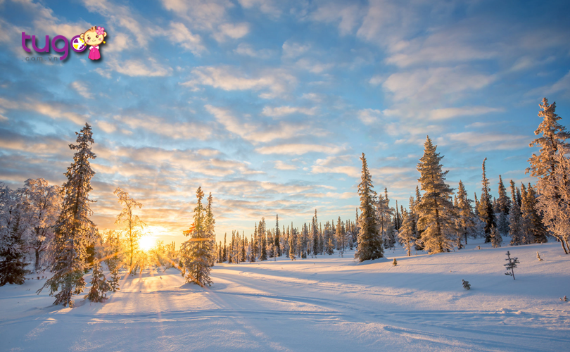 Khung cảnh bình minh tuyệt đẹp ở Saariselkä, Lapland