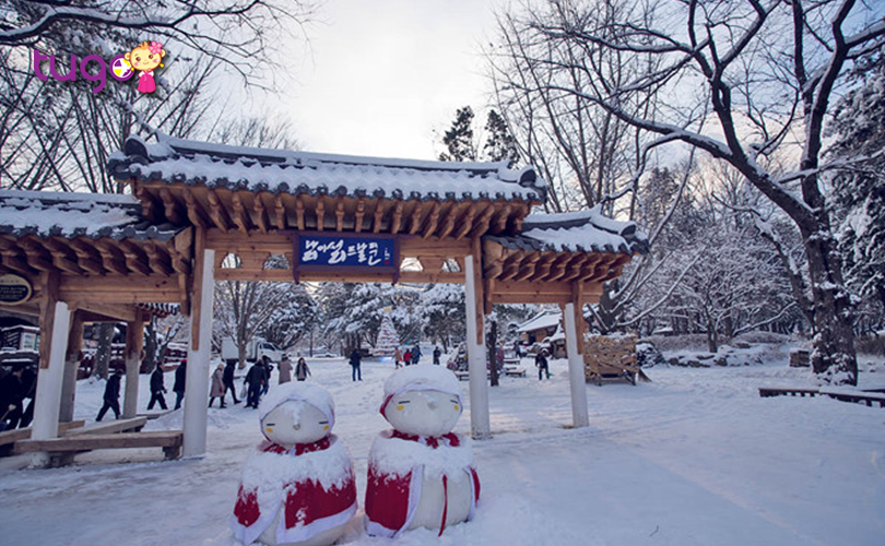 Một màu trắng xóa của tuyết bao phủ mọi nơi ở Hàn Quốc khi mùa đông về