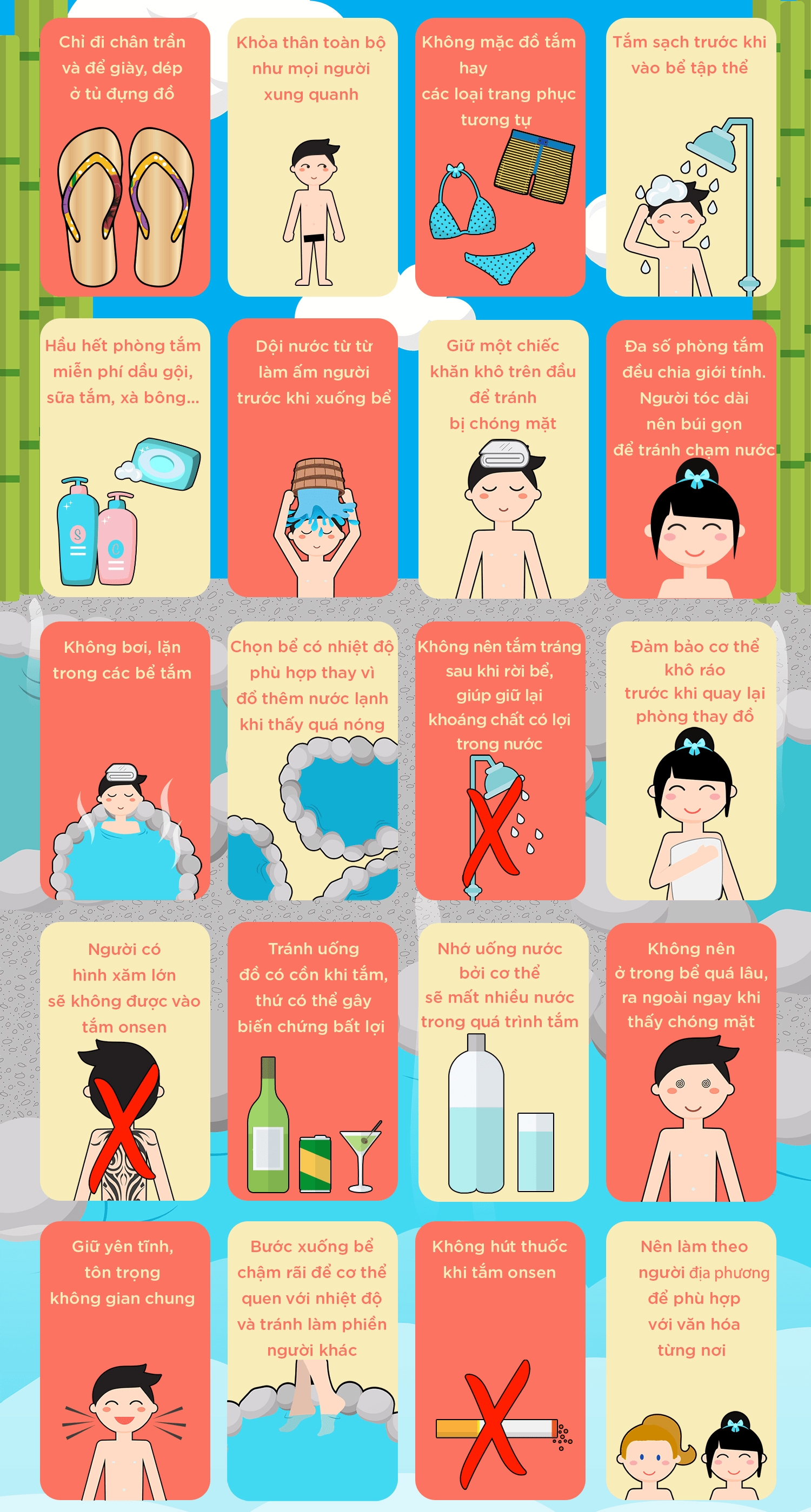 20 quy tắc cần biết khi tắm onsen